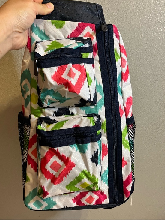 thirty-one Handbags - thirty-one Multicolor Diamond Print Sling Backpack with Navy Trim